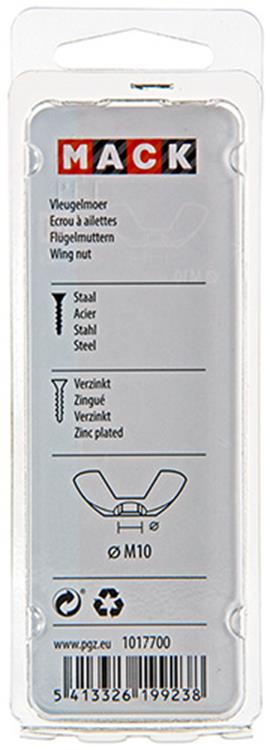 Mack 1017700 - écrou à oreilles en acier galvanisé 2 pcs m10 | 5 pièces