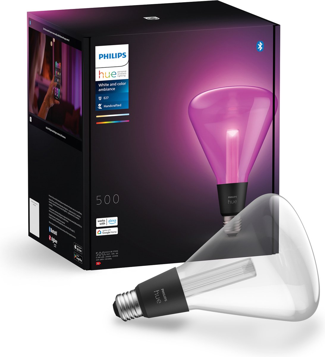 Triangle guide de lumière Philips hue - lumière blanche et colorée - E27