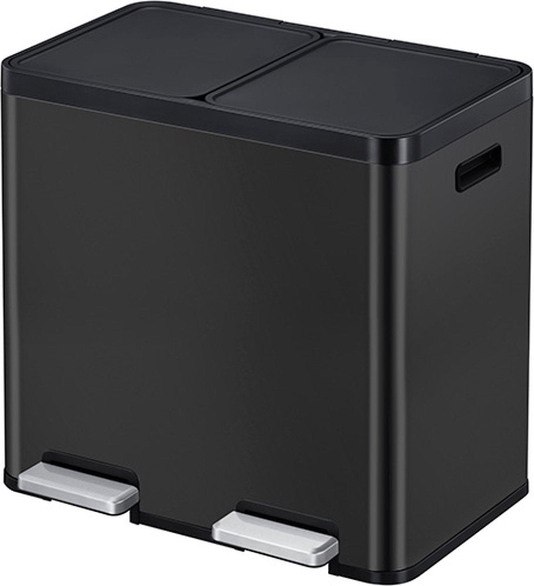 Eko - poubelle à pédale de recyclage essential 1 22+22 litres - plastique inox - noir - poubelle