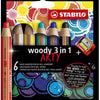Crayons de couleur arty de stabililo Woody - 6 couleurs + crayon Sharper