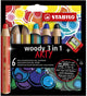 Crayons de couleur arty de stabililo Woody - 6 couleurs + crayon Sharper
