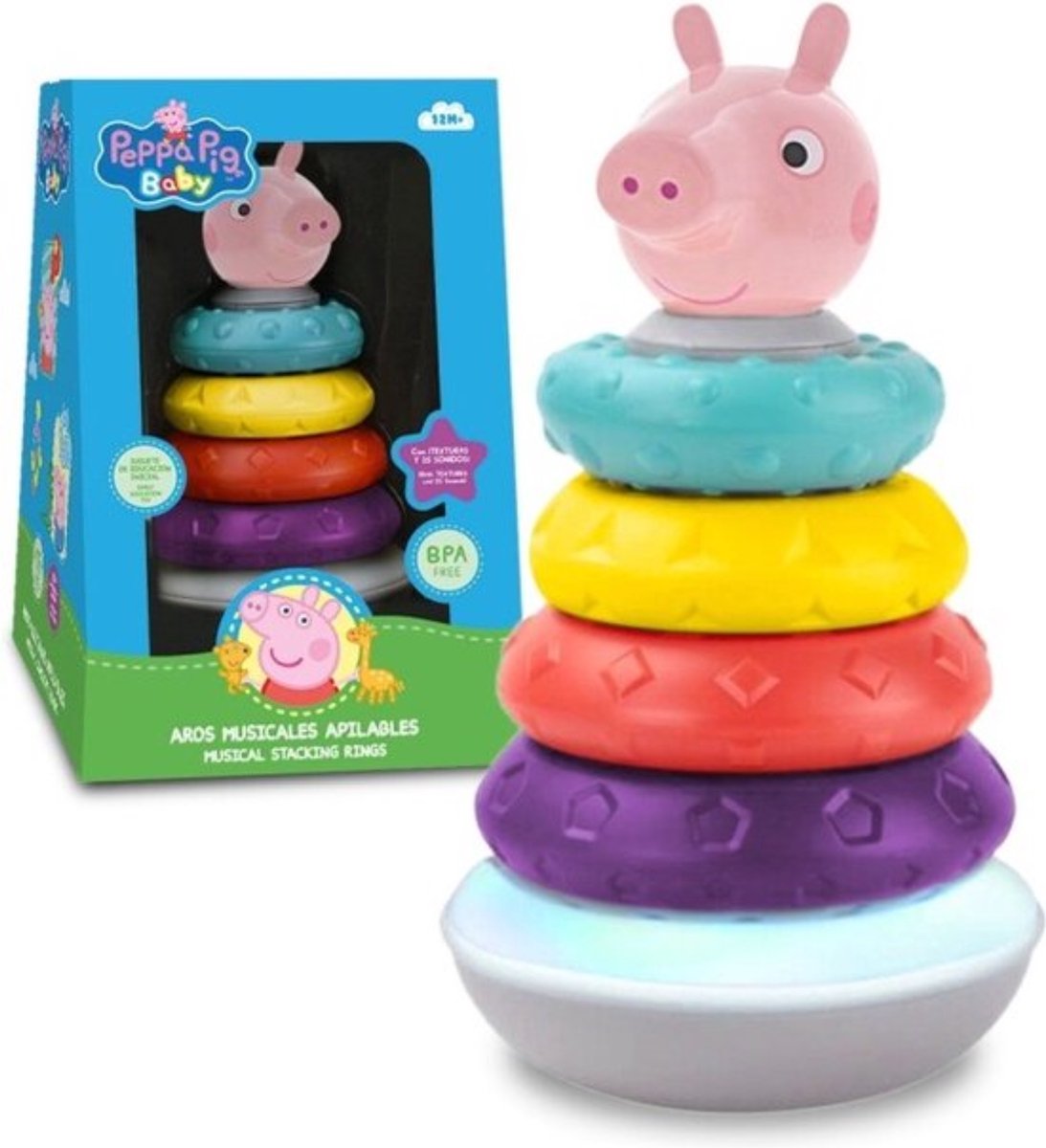 Anneaux musicaux empilables Peppa pig - pyramide