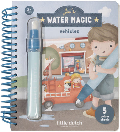 Livre de coloriage à l'eau magique Little Dutch, véhicules Jim