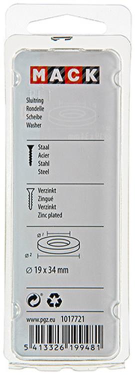 Mack 1017721 - rondelle acier galvanisé 5 pcs 19 x 34 mm | 10 pièces