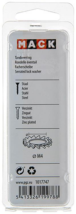 Mack 1017747 - rondelle élastique dentée en acier galvanisé 35 pcs m4 | 10 pièces