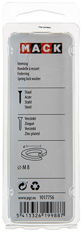 Mack 1017756 - rondelle élastique acier galvanisé 30 pcs m 8 | 10 pièces