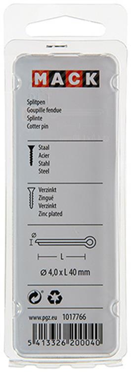 Mack 1017766 - goupille fendue en acier galvanisé 10 pièces 4,0 x 40 mm | 10 pièces