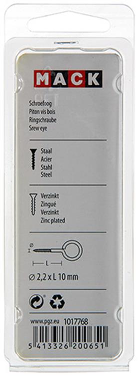 Mack 1017768 - oeil à vis en acier galvanisé 20 pcs 2,2 x 10 mm | 10 pièces