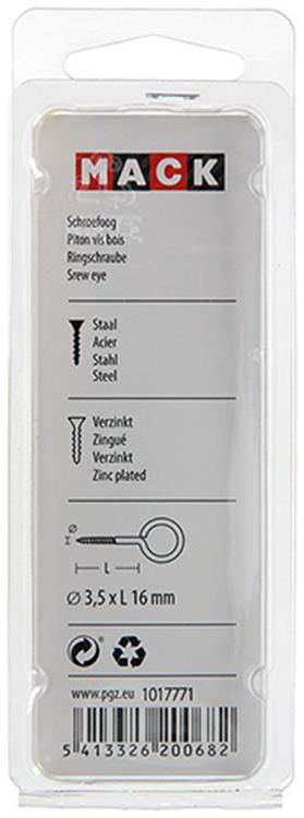Mack 1017771 - oeil à vis en acier galvanisé 12pcs 3,5 x 16 mm | 10 pièces