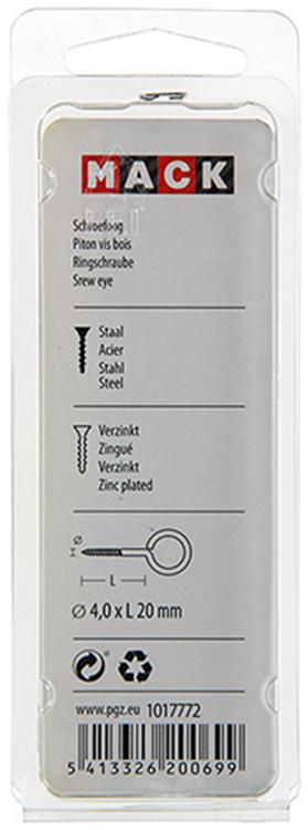 Mack 1017772 - oeil à vis en acier galvanisé 10pcs 4,0 x 20 mm | 10 pièces