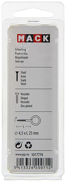 Mack 1017774 - oeil à vis en acier galvanisé 7 pcs 4,5 x 25 mm | 10 pièces