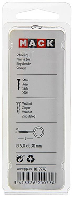 Mack 1017776 - oeil à vis en acier galvanisé 4 pcs 5,0 x 30 mm | 10 pièces