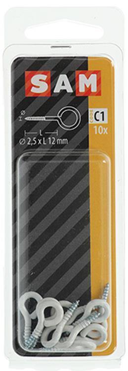 Mack 1017783 - oeil à vis acier blanc 10 pcs 2,5 x 12 mm | 10 pièces
