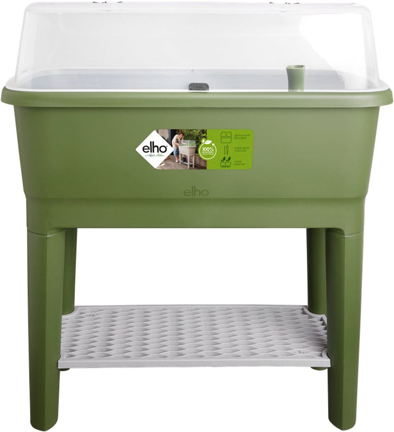 Elho noa table de culture 80 - bac de culture sur pieds avec couvercle - réservoir d'eau - ø 78,5 x h 34,2 cm - vert mousse