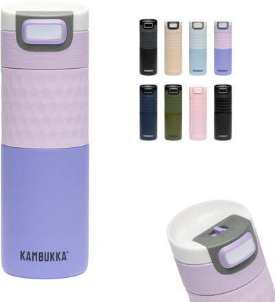 Tasse thermos Kambukka - Etna Grip - 500 ml - violet pâle - double paroi avec couvercle 3 en 1 - ka-11-01049