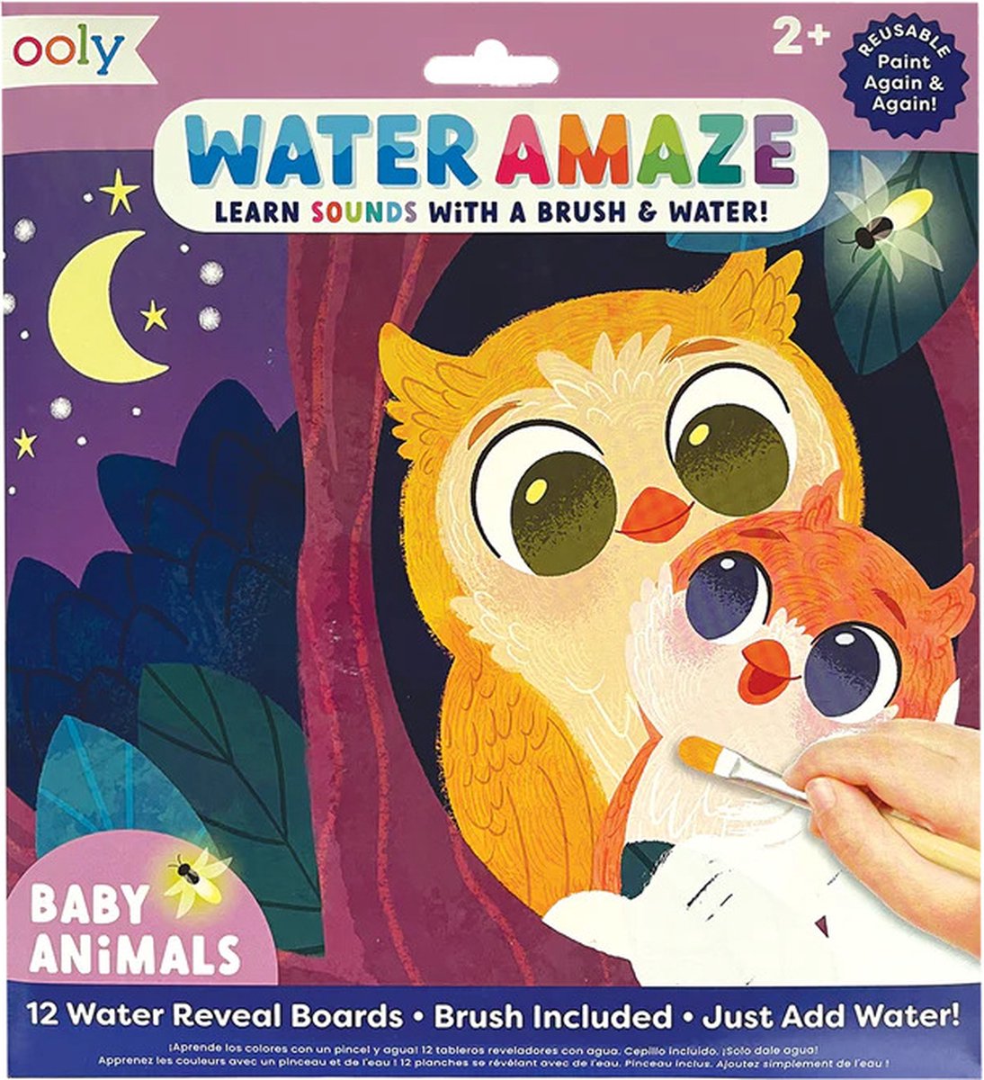 Ooly - tableaux révélateurs d'eau étonnants - bébés animaux - coloriage avec de l'eau - 12 images différentes - les images cachées sont révélées avec de l'eau - pinceau inclus - les images disparaissent une fois sèches - convient à partir de 2 ans