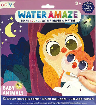 Ooly - tableaux révélateurs d'eau étonnants - bébés animaux - coloriage avec de l'eau - 12 images différentes - les images cachées sont révélées avec de l'eau - pinceau inclus - les images disparaissent une fois sèches - convient à partir de 2 ans