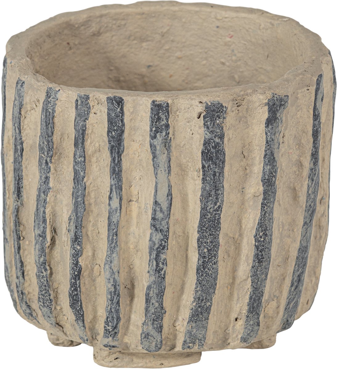 Pot de décoration Woood karo - papier mâché - sable - 20x25x25