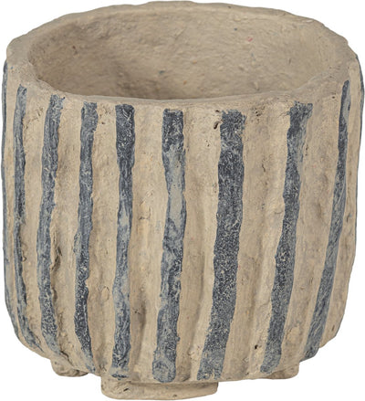 Pot de décoration Woood karo - papier mâché - sable - 20x25x25