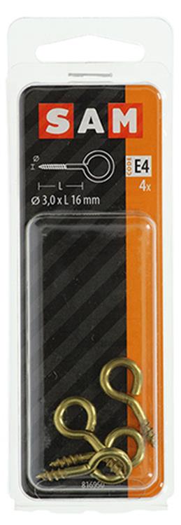 Mack 1019693 - oeil à vis en laiton 4 pcs 3,0 x 16mm | 10 pièces