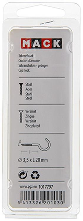 Mack 1017797 - crochet à vis acier galvanisé 10pcs 3,5 x 20 mm | 10 pièces