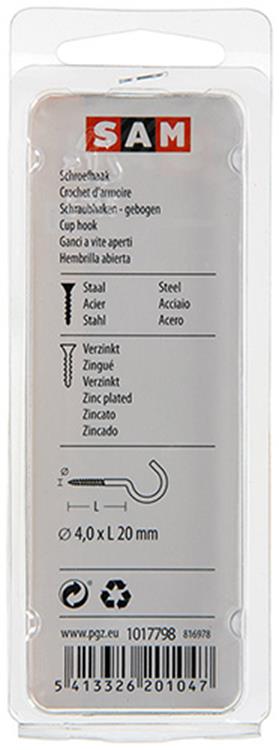 Mack 1017798 - crochet à vis en acier galvanisé 8 pièces 4,0 x 20 mm | 10 pièces