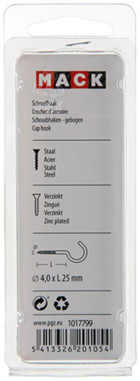 Mack 1017799 - crochet à vis acier galvanisé 7pcs 4,0 x 25 mm | 10 pièces