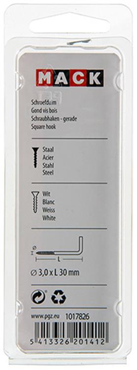 Mack 1017826 - vis à pouce en acier blanc 6 pcs 3,0 x 30 mm | 10 pièces