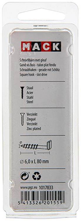 Mack 1017833 - vis à pouce avec fente, acier galvanisé. 3 pièces 6,0 x 80 mm | 10 pièces