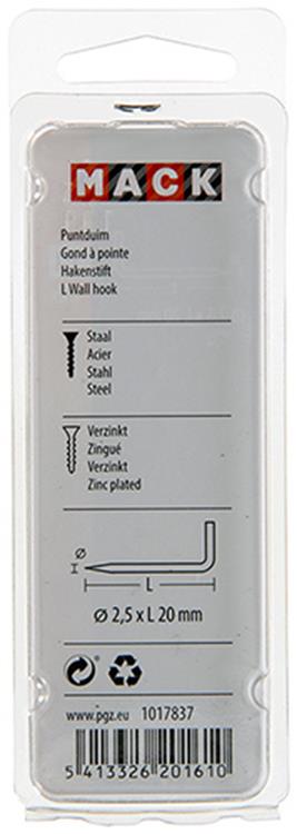 Mack 1017837 - pointe pouce en acier galvanisé 22 pcs 2,5 x 20 mm | 10 pièces