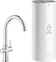 Robinet d'eau bouillante Grohe rouge 3 en 1 - bec en C - chaudière 7l - avec mitigeur - chrome