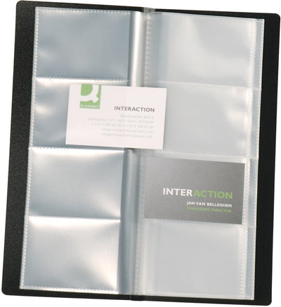 Dossier de cartes de visite Q-connect | pi 11 x 26 cm | pour 160 cartes | noir