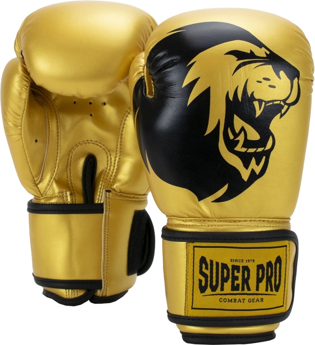 Super pro combat gear talent (kick) gants de boxe or noir 10oz