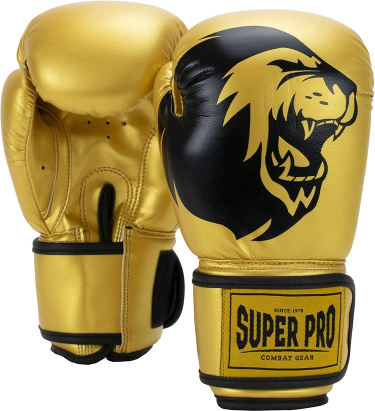 Super pro combat gear talent (kick) gants de boxe or noir 10oz