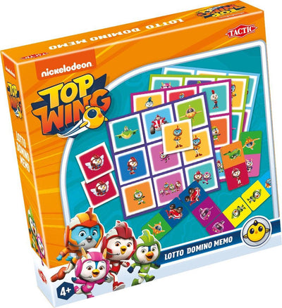 Collection de jeux Tactic Top Wing 3 en 1 – Jeu de cartes – Loto – Domino – Mémo – Jeu enfant à partir de 4 ans