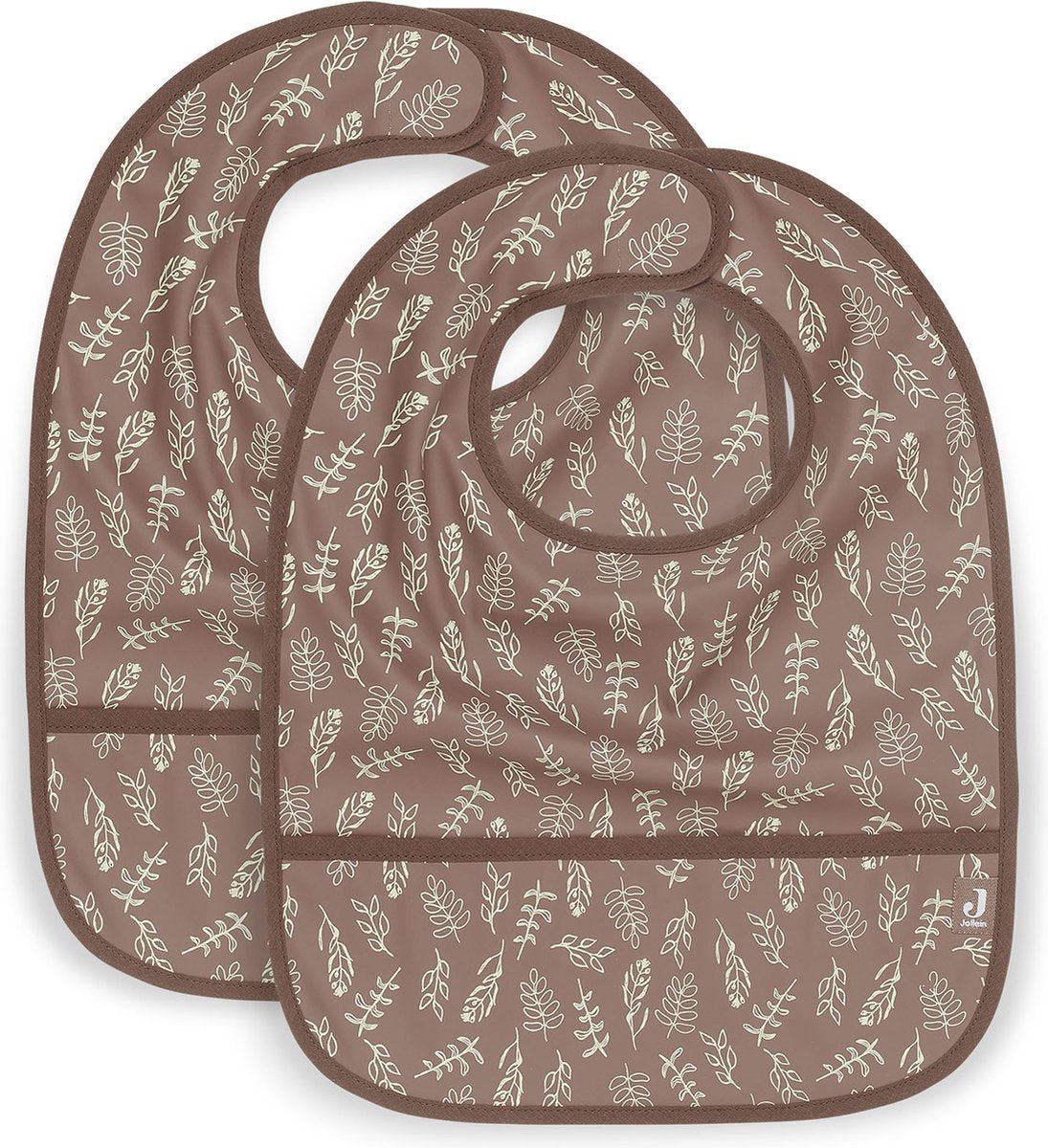 Jollein - bavoir imperméable (pré - marron) - polyester - polyuréthane - bavoirs bébé - 2 pièces - 40 cm
