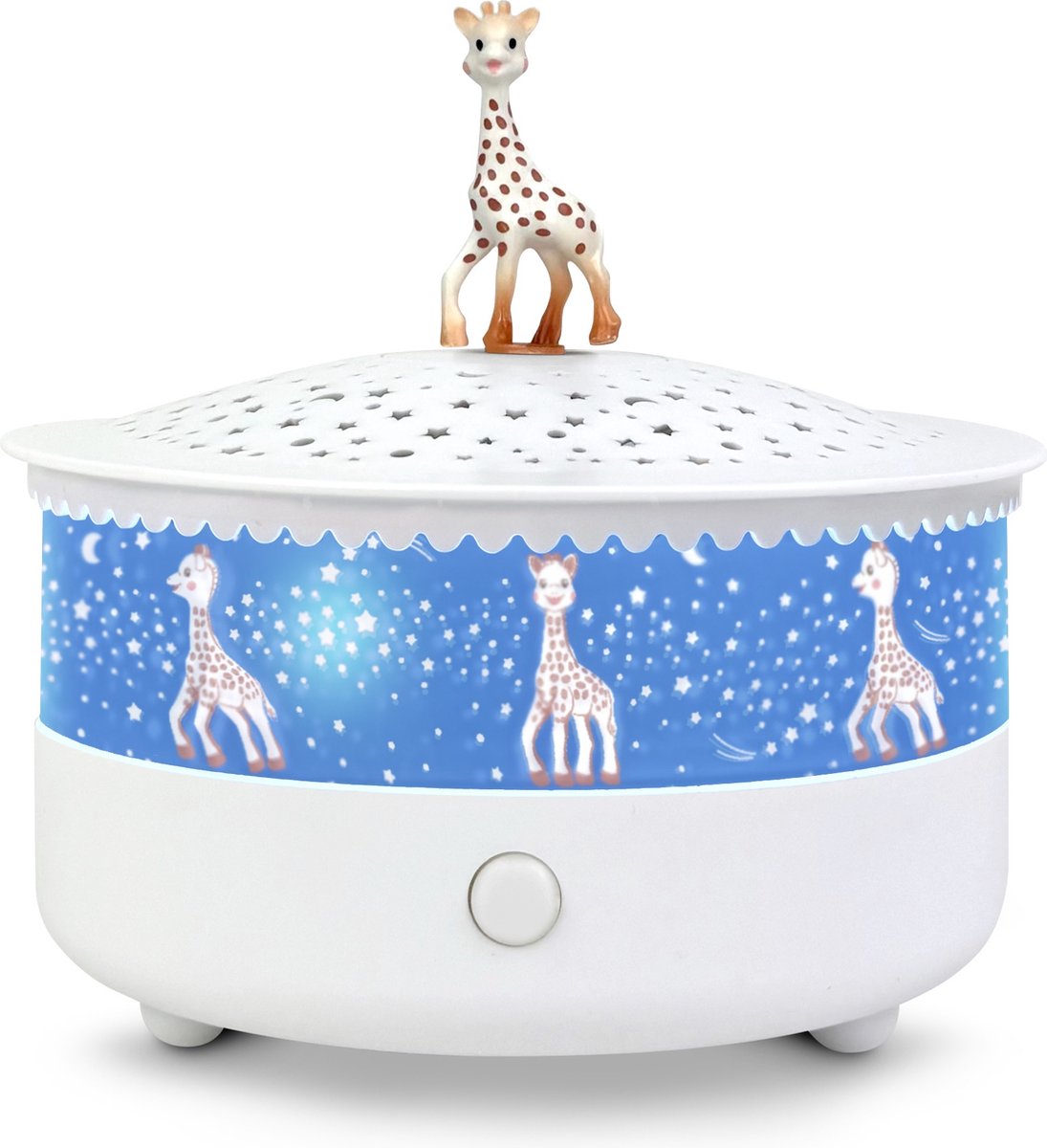 Sophie la girafe projecteur d'étoiles avec capteur de musique et de cris – ciel étoilé enchanteur pour votre tout-petit, arrêt automatique et câble USB inclus