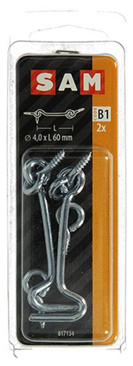 Mack 1017848 - crochet à vent en acier galvanisé 2 pcs 4,0 x 60 mm | 10 pièces