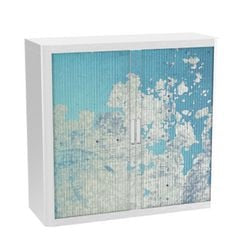 Armoire à portes roulantes paperflow continent bleu, blanc