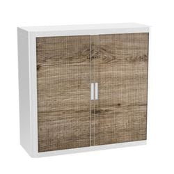 Armoire à portes roulantes paperflow bois marron, blanc