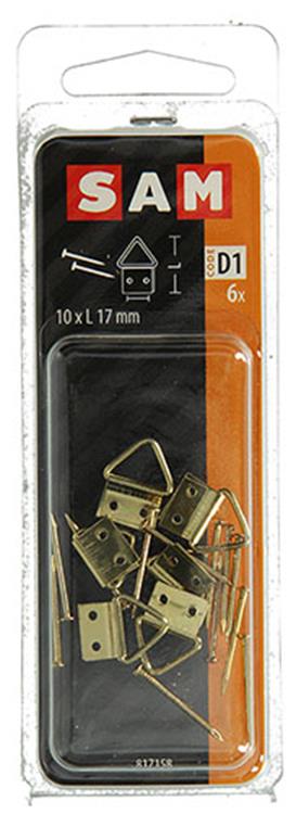 Mack 1017858 - support de cadre en acier plaqué laiton 6 pcs 10 x 17 mm | 10 pièces
