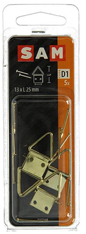 Mack 1017859 - support de cadre en acier plaqué laiton 5 pcs 13 x 25 mm | 10 pièces