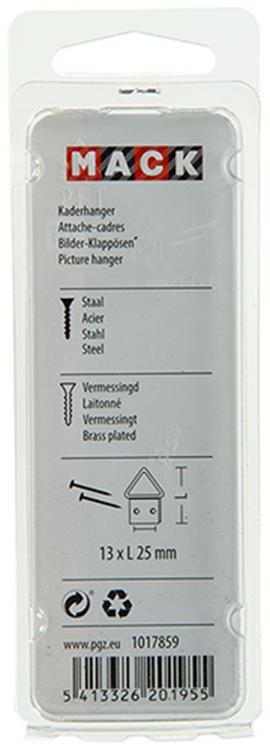 Mack 1017859 - support de cadre en acier plaqué laiton 5 pcs 13 x 25 mm | 10 pièces