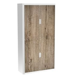 Armoire à portes roulantes paperflow bois marron, blanc