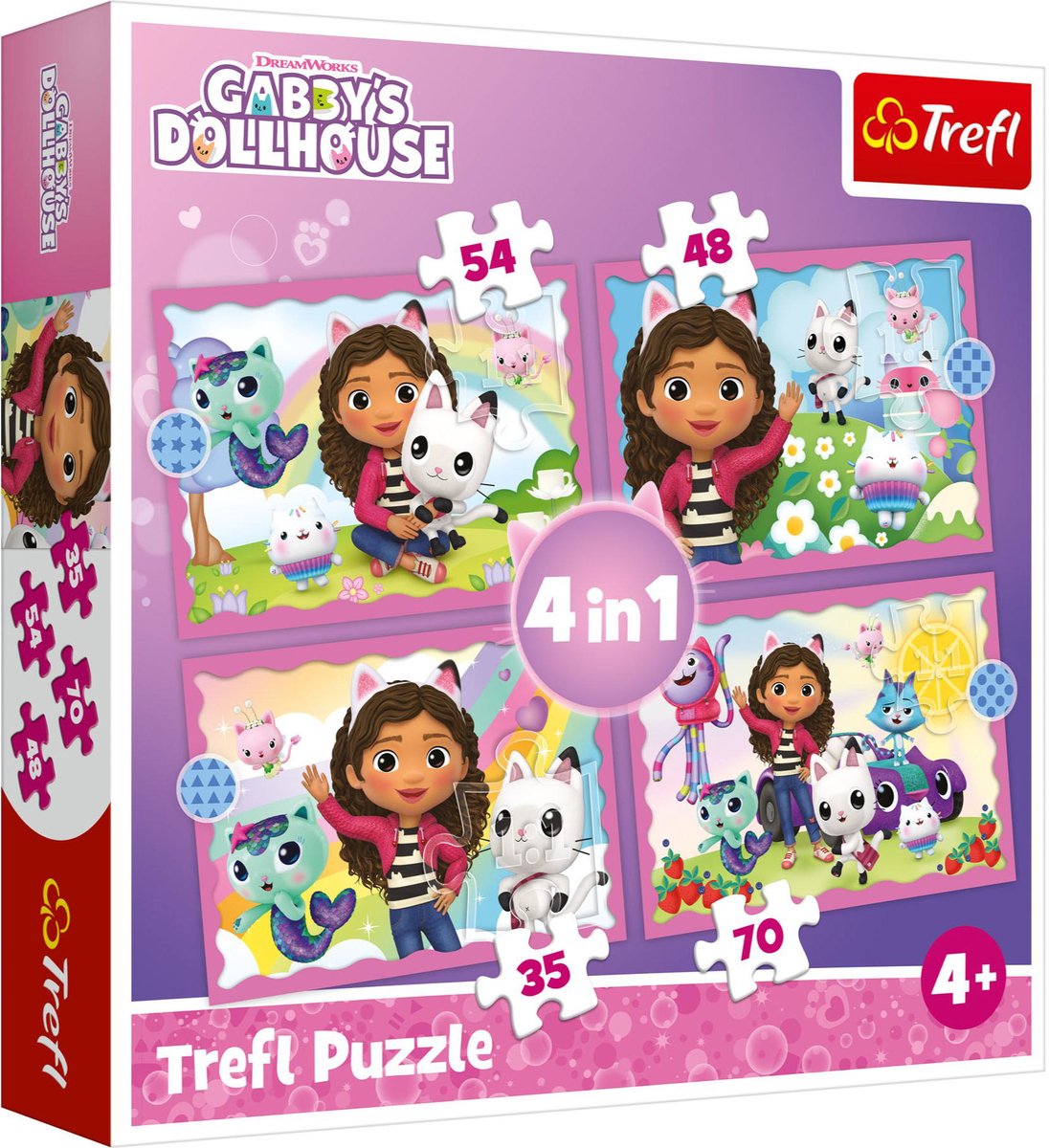 Trefl Puzzle Gabby's Dollhouse 4 en 1