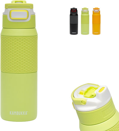 Kambukka Elton Gourde isotherme 750 ml - Mojito Summer avec couvercle 3 en 1 et nettoyage facile - Vert fluo
