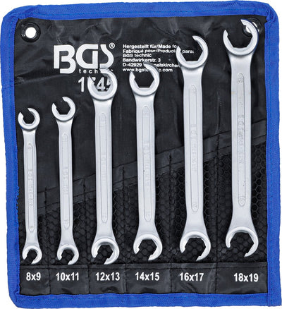 Bgs technic jeu de clés à double anneau ouvertes sw 8 x 9 - 18 x 19 mm 6 pcs.