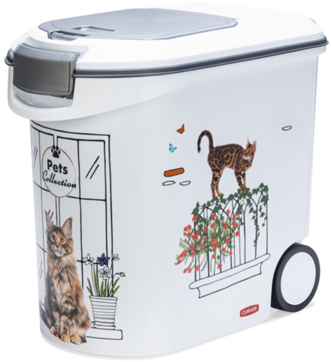 Curver récipient alimentaire chat - 35l - 12kg - 28x49x43cm - blanc gris