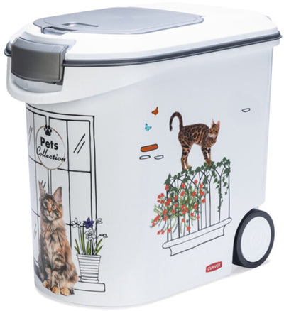 Curver récipient alimentaire chat - 35l - 12kg - 28x49x43cm - blanc gris