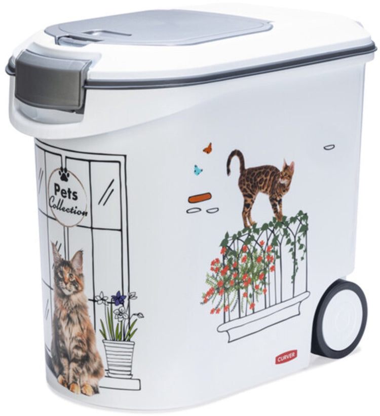 Curver récipient alimentaire chat - 35l - 12kg - 28x49x43cm - blanc gris